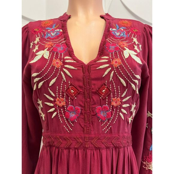 Johnny Was Mika Split Front Dress Rumba Red Small - Picture 2 of 9